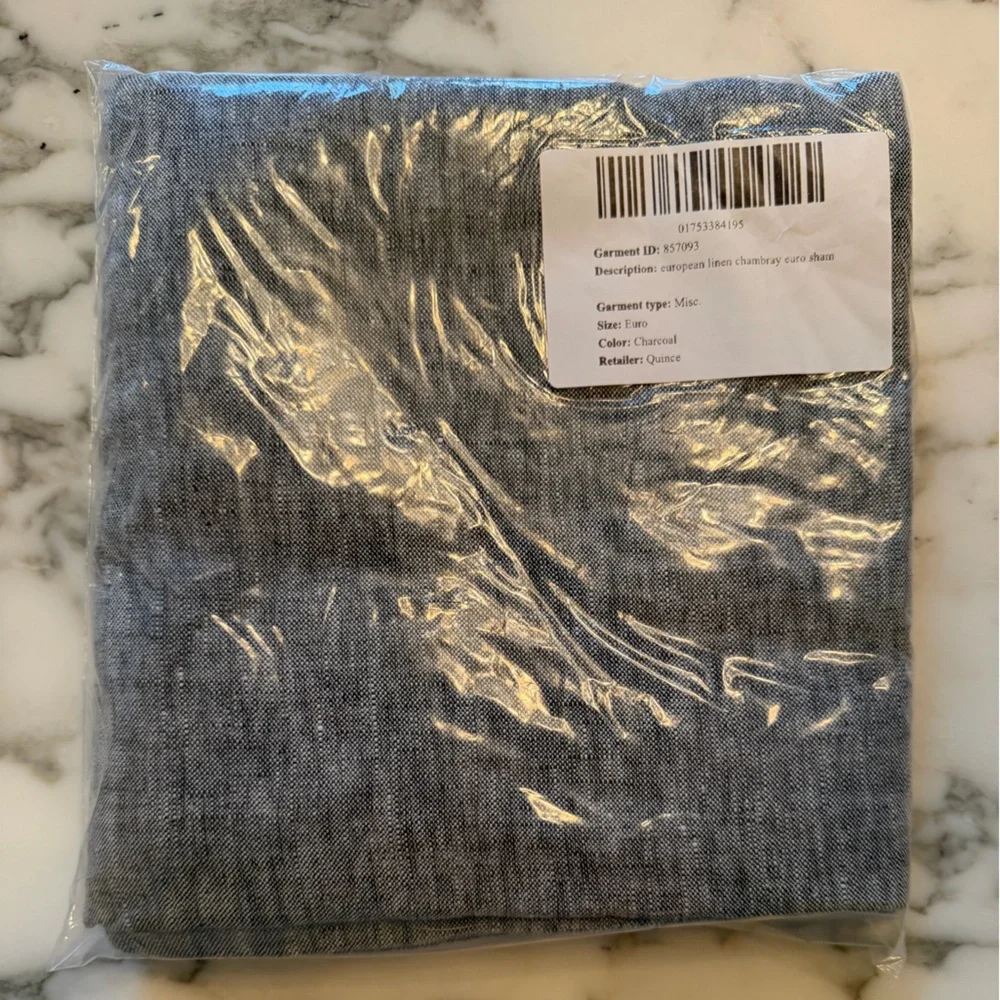 NWT Quince European Linen Chambray Euro Sham Charcoal Grey
